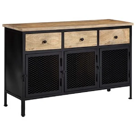 Industrial Wood/Metal Accent Cabinet